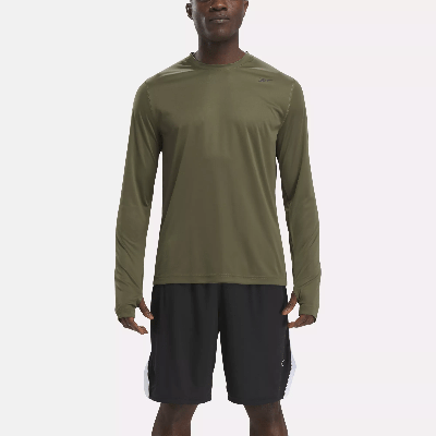 Shop Reebok Men's Training Long Sleeve Tech T-shirt In Green