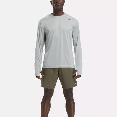 Shop Reebok Men's Training Long Sleeve Tech T-shirt In Grey