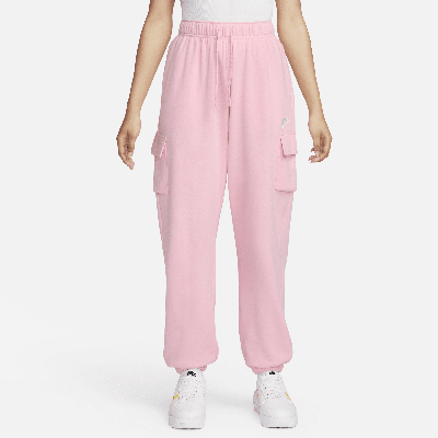 Shop Nike Women's  Sportswear Club Fleece Mid-rise Oversized Cargo Sweatpants In Pink
