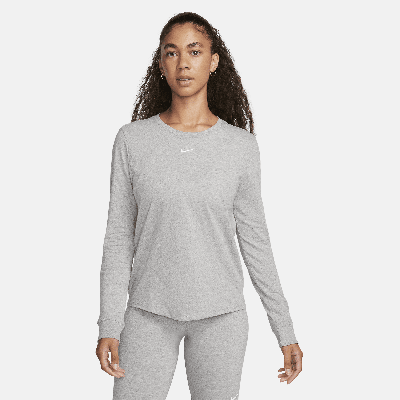 Shop Nike Women's  Sportswear Premium Essentials Long-sleeve T-shirt In Grey