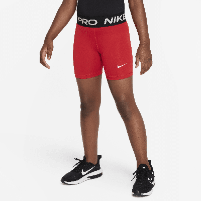 Shop Nike Pro Big Kids' (girls') Dri-fit 5" Shorts In Red