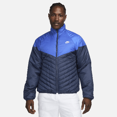 Shop Nike Men's  Sportswear Windrunner Therma-fit Water-resistant Puffer Jacket In Blue