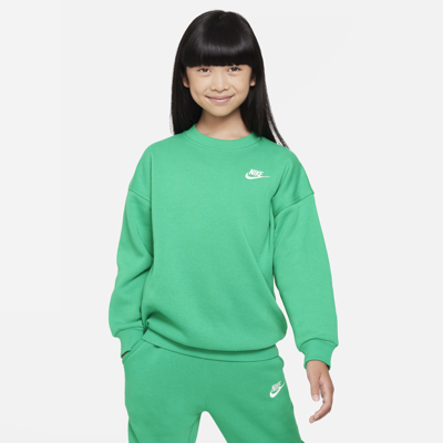 Shop Nike Sportswear Club Fleece Big Kids' (girls') Oversized Sweatshirt In Green