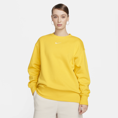Shop Nike Women's  Sportswear Phoenix Fleece Oversized Crewneck Sweatshirt In Yellow