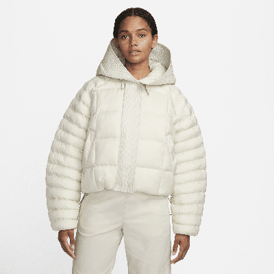 Shop Nike Women's  Sportswear Swoosh Puffer Primaloftâ® Therma-fit Oversized Hooded Jacket In Brown