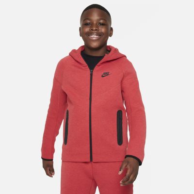 Shop Nike Sportswear Tech Fleece Big Kids' (boys') Full-zip Hoodie (extended Size) In Red