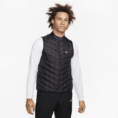 Shop Nike Men's Therma-fit Adv Repel Aeroloft Down Running Vest In Black