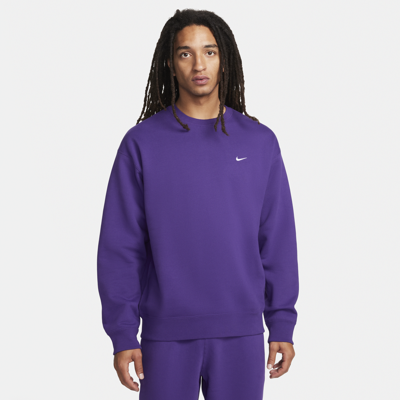 Shop Nike Men's Solo Swoosh Fleece Crew In Purple