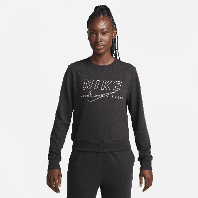 Shop Nike Women's Dri-fit One Crew-neck Graphic Sweatshirt In Black