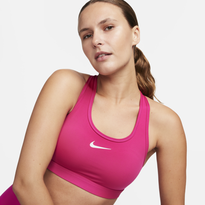Shop Nike Women's Swoosh Medium Support Padded Sports Bra In Pink