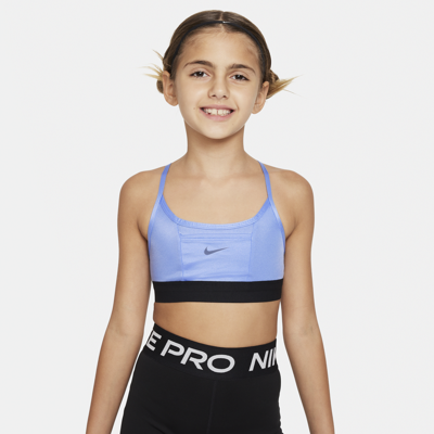 Shop Nike Indy Big Kids' (girls') Sports Bra In Blue
