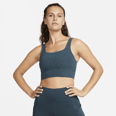 Shop Nike Women's Zenvy Light-support Padded Longline Sports Bra In Green