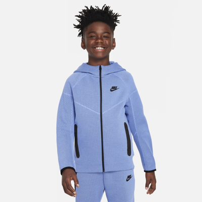 Shop Nike Sportswear Tech Fleece Big Kids' (boy's) Winterized Full-zip Hoodie In Blue
