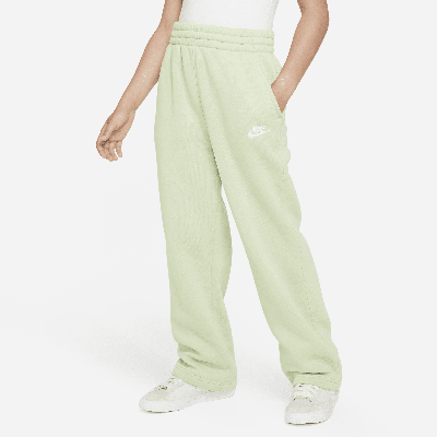 Shop Nike Sportswear Club Fleece Big Kids' (girls') Wide-leg Pants In Green