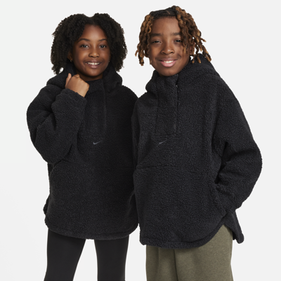 Shop Nike High-pile Fleece Big Kids' (girls') Therma-fit Training Jacket In Black