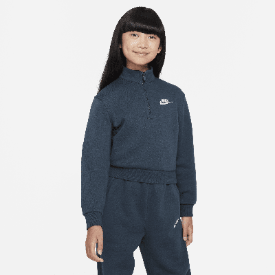 Shop Nike Sportswear Club Fleece Big Kids' (girls') 1/2-zip Long-sleeve Top In Green