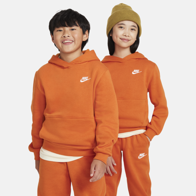 Shop Nike Sportswear Club Fleece Big Kids' Pullover Hoodie In Orange