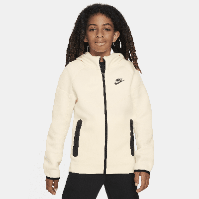 Shop Nike Sportswear Tech Fleece Big Kids' (boys') Full-zip Hoodie In White