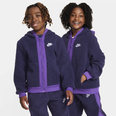 Shop Nike Sportswear Club Fleece Big Kids' Full-zip Winterized Hoodie In Purple