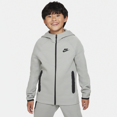 Shop Nike Sportswear Tech Fleece Big Kids' (boys') Full-zip Hoodie In Grey
