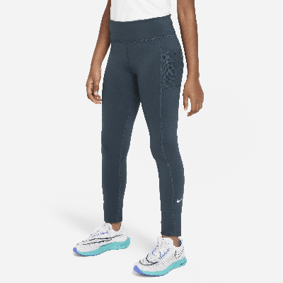 Shop Nike Dri-fit One Big Kids' (girls') Leggings With Pockets In Green