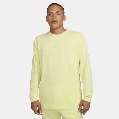 Shop Nike Men's  Sportswear Premium Essentials Long-sleeve T-shirt In Green