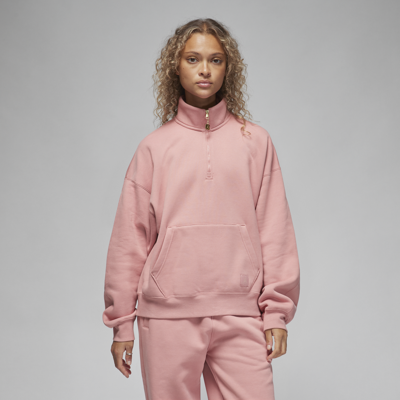 Shop Jordan Women's  Flight Fleece Quarter-zip Top In Pink