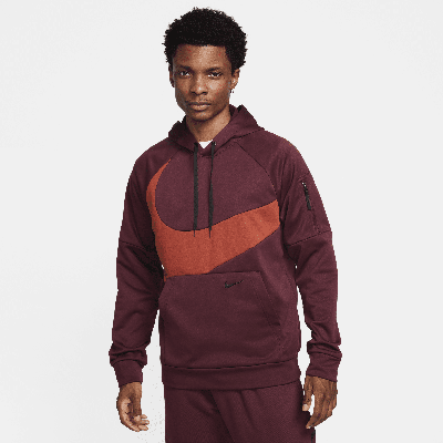 Shop Nike Men's Therma-fit Pullover Fitness Hoodie In Red