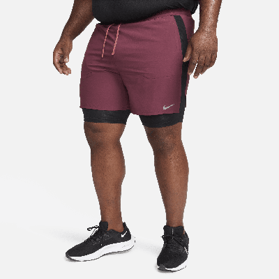 Shop Nike Men's Stride Dri-fit 5" Hybrid Running Shorts In Red