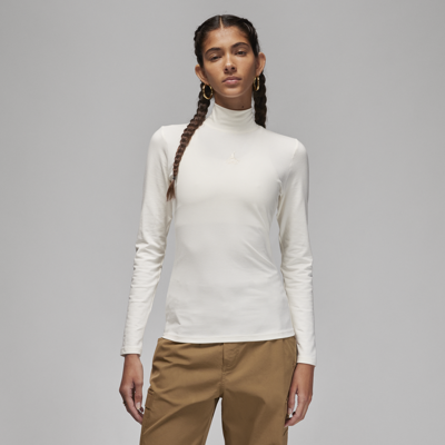 Shop Jordan Women's  Long-sleeve Mock Neck Top In White