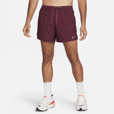 Shop Nike Men's Stride Dri-fit 5" Brief-lined Running Shorts In Red