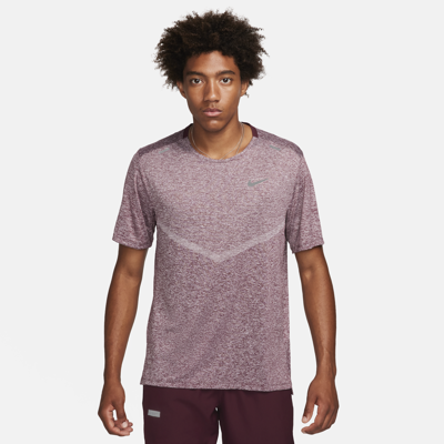 Shop Nike Men's Rise 365 Dri-fit Short-sleeve Running Top In Red