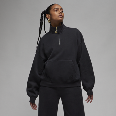 Shop Jordan Women's  Flight Fleece Quarter-zip Top In Black