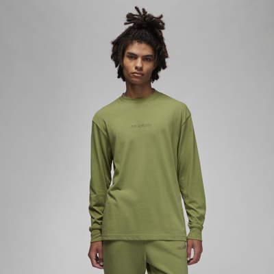 Shop Jordan Men's  Wordmark Long-sleeve T-shirt In Green
