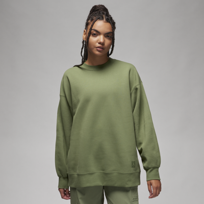 Shop Jordan Women's  Flight Fleece Crewneck Sweatshirt In Green