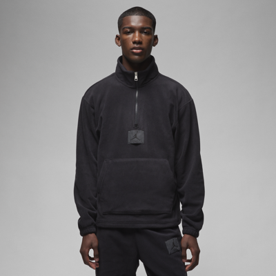 Shop Jordan Men's  Essentials Winterized Fleece Half-zip In Black
