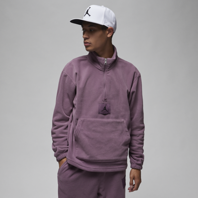 Shop Jordan Men's  Essentials Winterized Fleece Half-zip In Purple