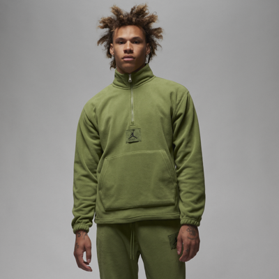 Shop Jordan Men's  Essentials Winterized Fleece Half-zip In Green