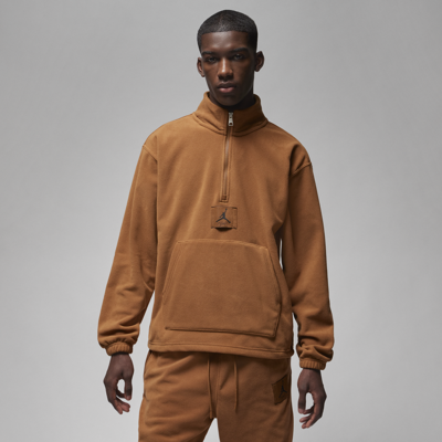 Shop Jordan Men's  Essentials Winterized Fleece Half-zip In Brown