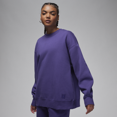 Shop Jordan Women's  Flight Fleece Crewneck Sweatshirt In Purple