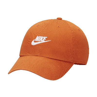 Shop Nike Unisex Club Unstructured Futura Wash Cap In Orange
