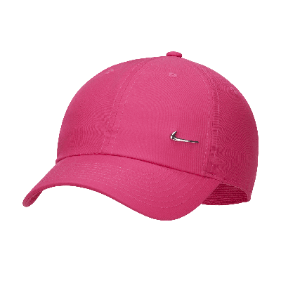 Shop Nike Unisex Dri-fit Club Unstructured Metal Swoosh Cap In Pink