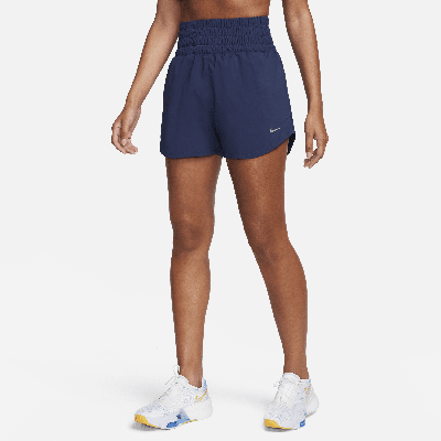 Shop Nike Women's One Dri-fit Ultra High-waisted 3" Brief-lined Shorts In Blue