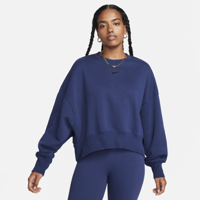 Shop Nike Women's  Sportswear Phoenix Fleece Over-oversized Crew-neck Sweatshirt In Blue
