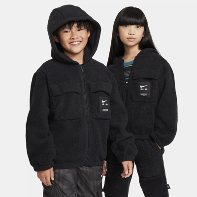 Shop Nike Air Therma-fit Big Kids' Full-zip Hoodie In Black