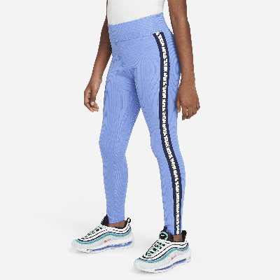 Shop Nike Sportswear Dri-fit Big Kids' (girls') Leggings In Blue