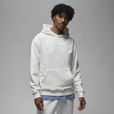 Shop Jordan Men's Air  Wordmark Fleece Hoodie In White