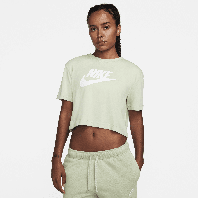 Shop Nike Women's  Sportswear Essential Cropped Logo T-shirt In Green