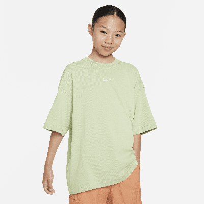 Shop Nike Sportswear Premium Essentials Big Kids' (girls') Oversized T-shirt In Green