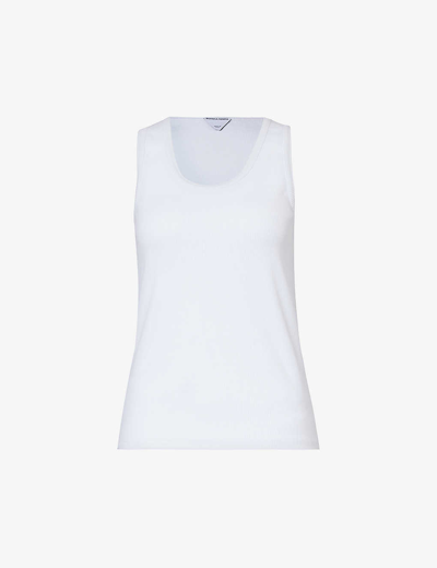 Shop Bottega Veneta Womens Chalk Scoop-neck Stretch-cotton Top